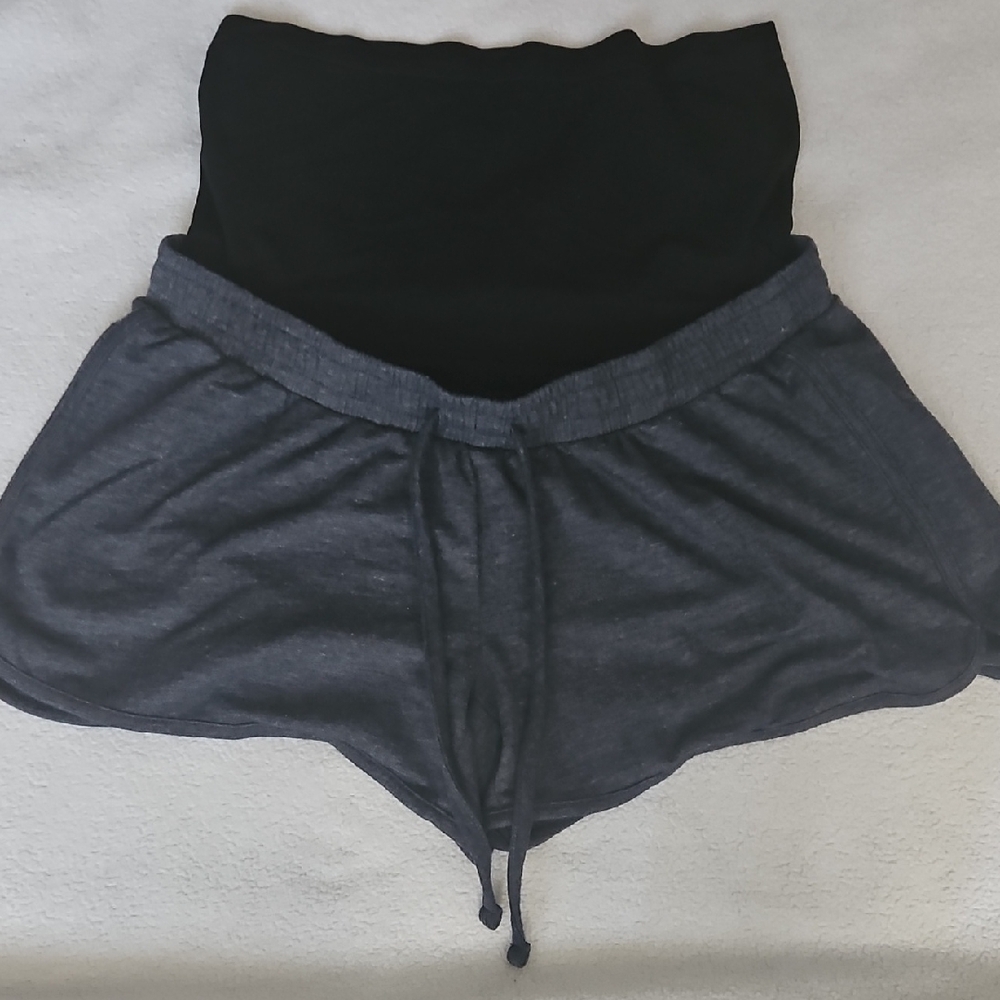 a:glow Charcoal and Black Maternity Shorts